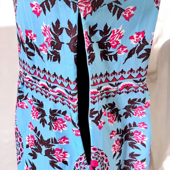 Blue Bohemian Print Tassel Tie V Neck Blouse - Picture 5 of 8